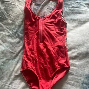 Eleve Dancewear Red Bodysuit with Front Zipper